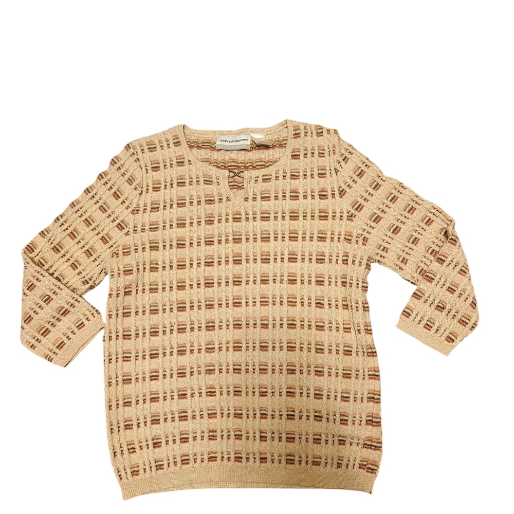 Alfred Dunner Women's Beige Patterned Sweater 3/4 Sleeve Size PL